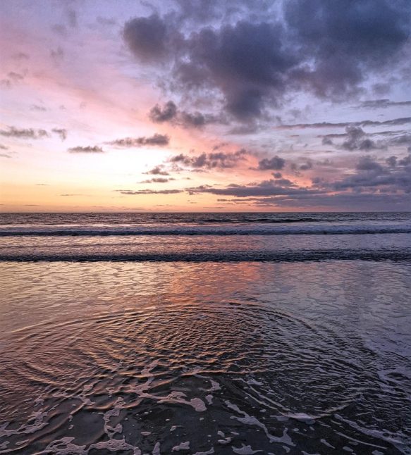 sunrise, purple, nature, sky, clouds, water, sea